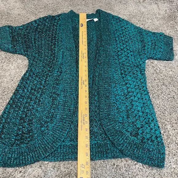 Cato Women Large Short Sleeve Sweater Open Front Roll Tab Decorative Sleeve - Picture 9 of 14